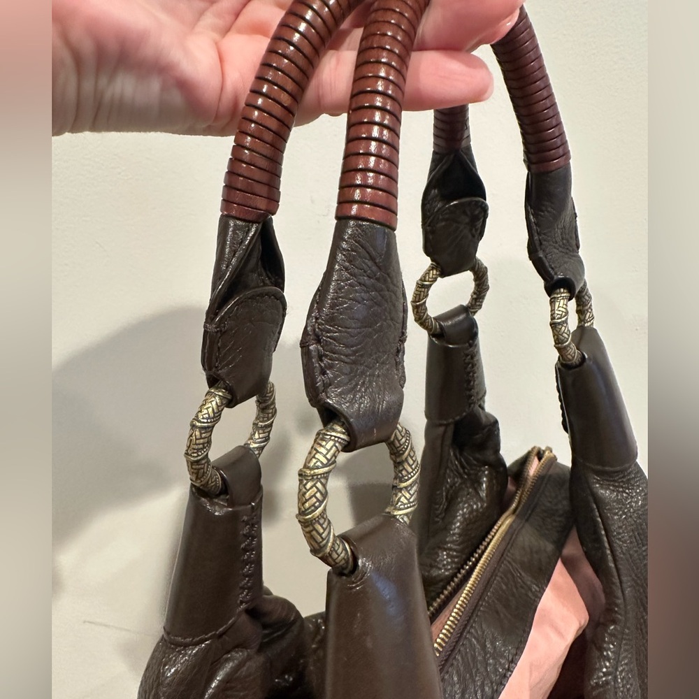COLE HAAN HANDBAG SATCHEL Brown LEATHER HOBO ALISON PATCHWORK Vintage - Picture 12 of 13